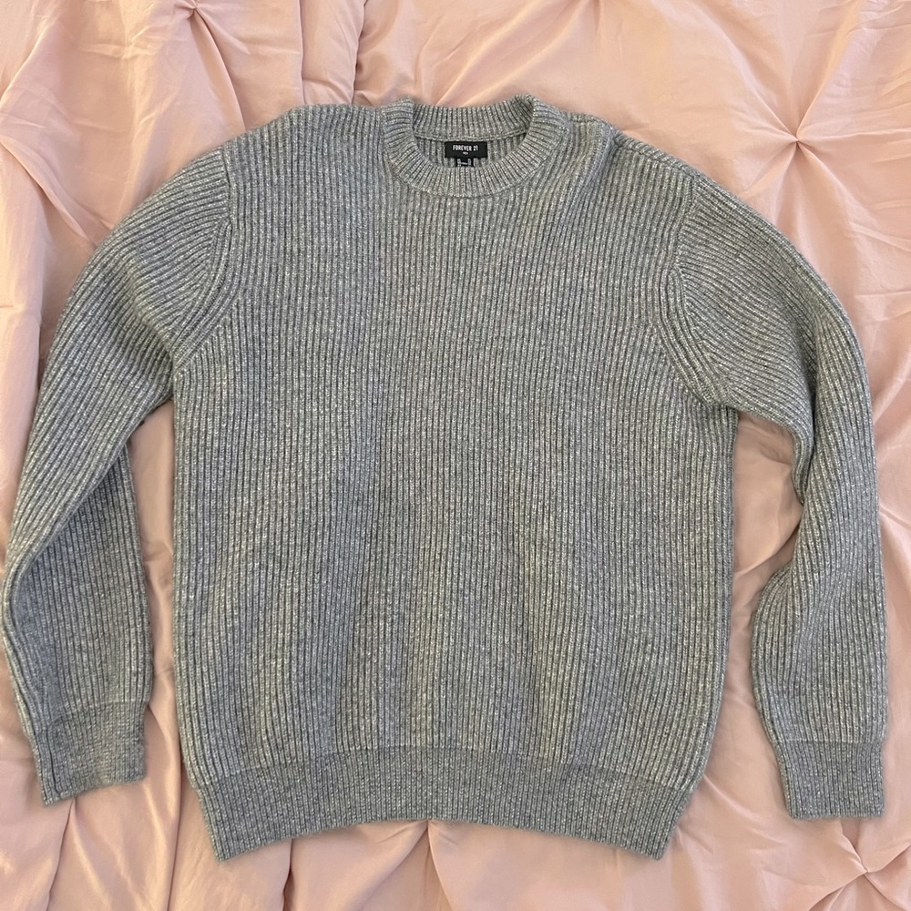 Forever 21 Mens Gray Crew Neck Sweater